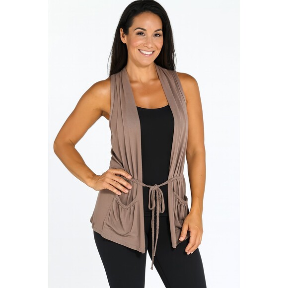 Guess Jeans Sweater Women's Cardigan Tunic S Cotton Beige Pockets Palm Bark NWT - Picture 1 of 7